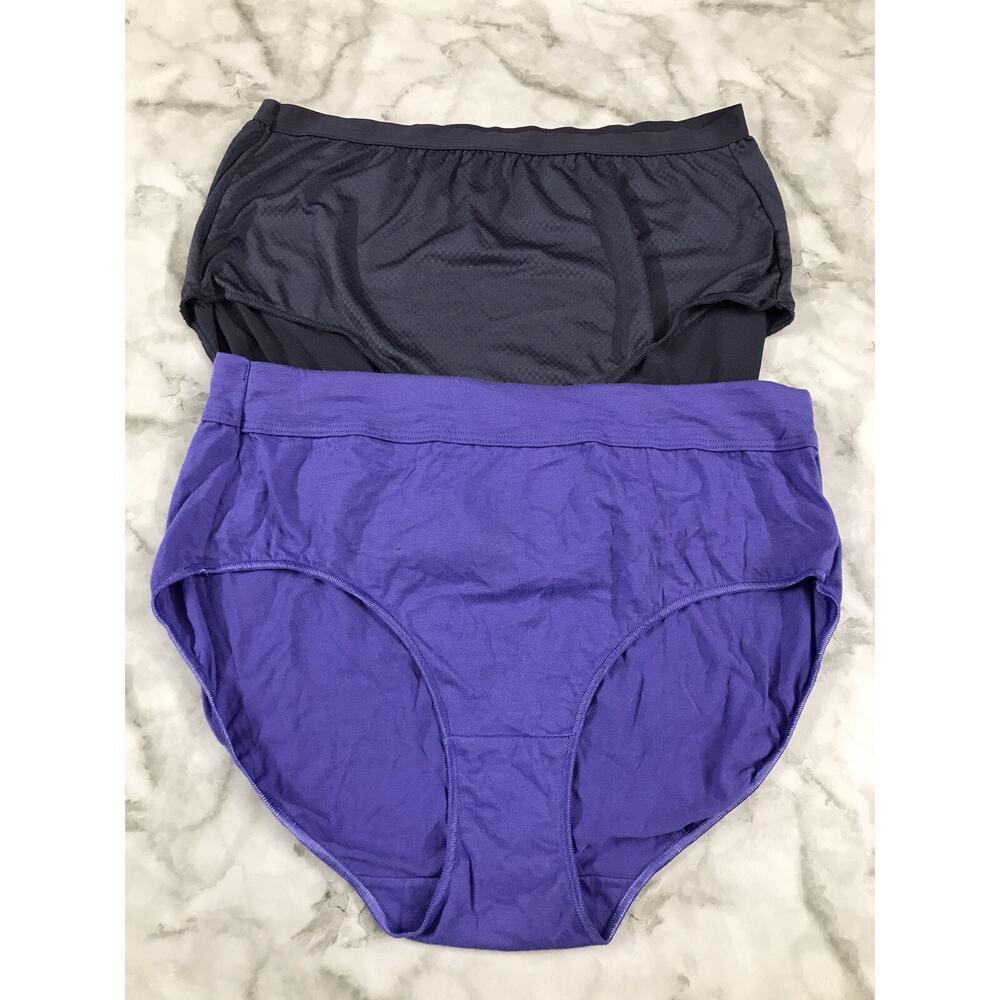 VINTAGE HANES Blend Signature Waistband 8/L Purple/GRAY Brief Panties Cotton
